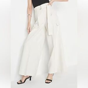 WORTHINGTON Ivory Linen blend wide palazzo cargo pants sz 10